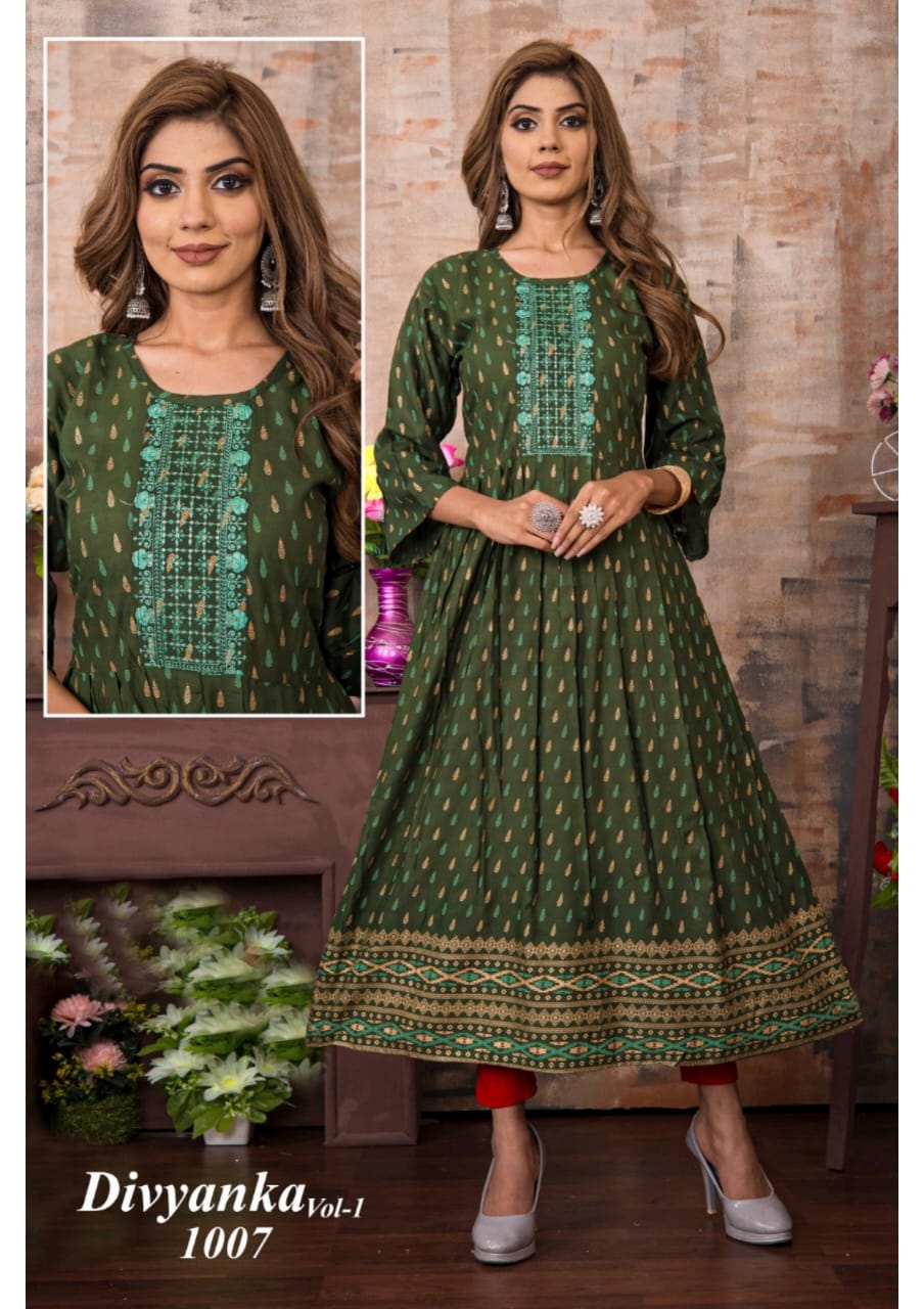Divyanka 1 Ethnic Wear Wholesale Anarkali Kurtis Catalog
